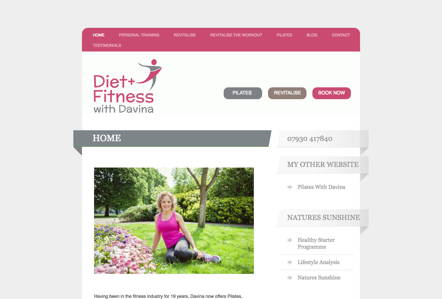 Diet and Fitness with Davina website redesign